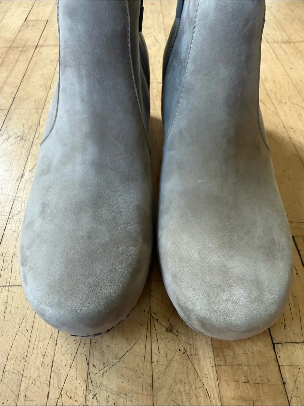 DANSKO Maria Clog Boot Grey Taupe Nubuck Leather Zip Up 39